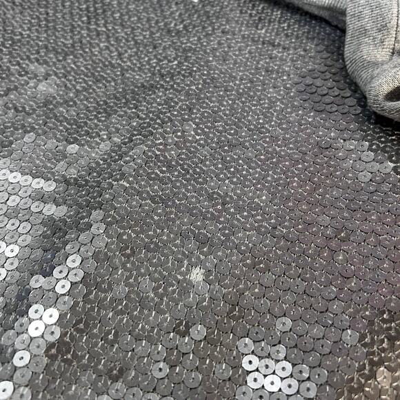 LOFT Sequined Sweatshirt Sweater Womens sz Large Gray After-Dark Sparkle Disco - Picture 7 of 8